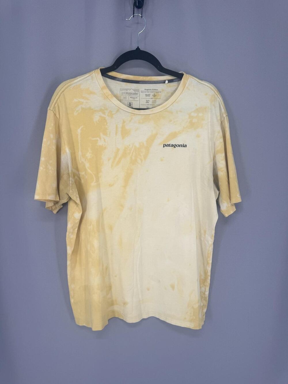 Patagonia Shirt Mens Medium Yellow Tie Dye Save Our Home Planet Graphic Tee